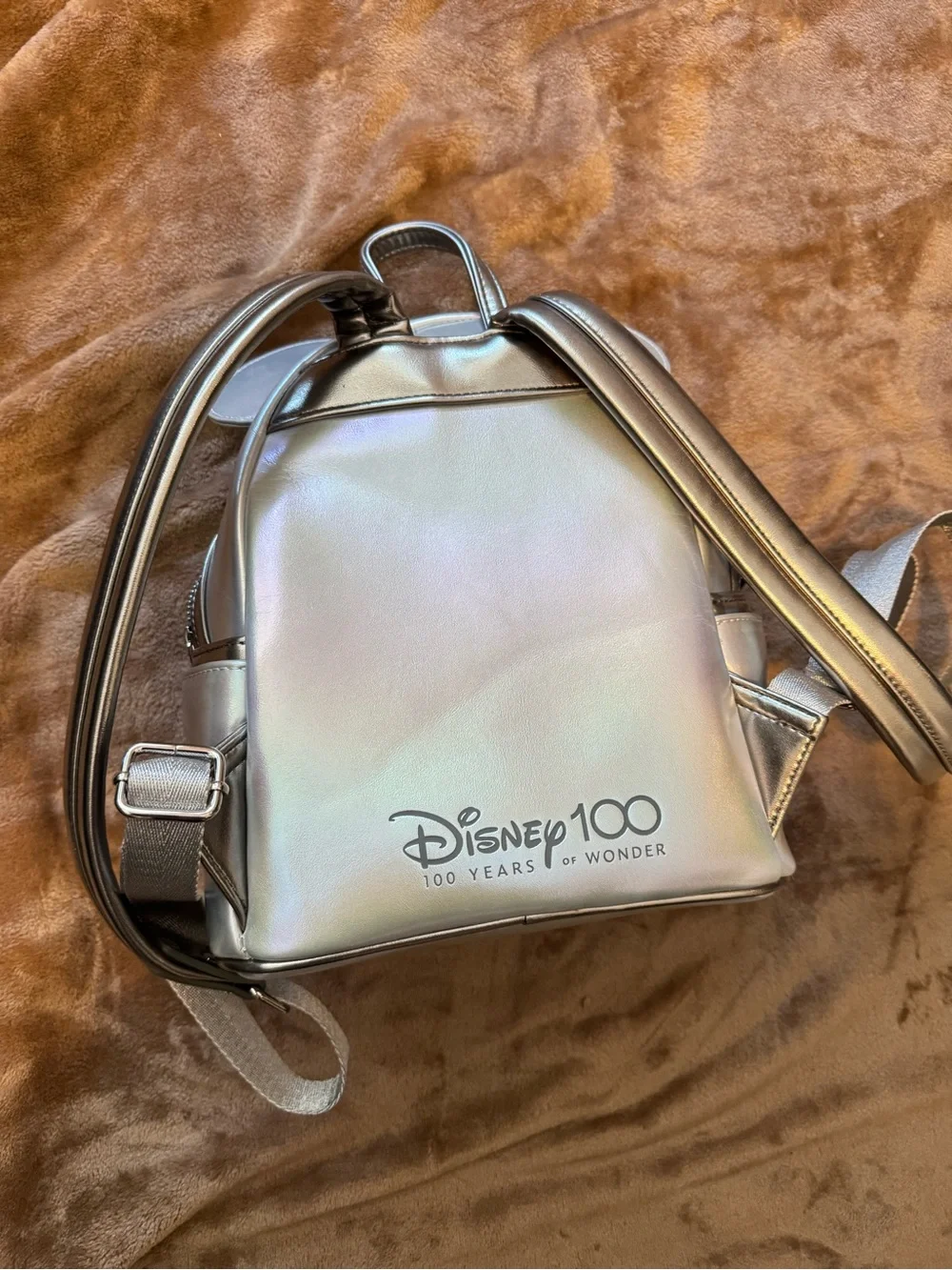 Disney Loungefly Silver Polka Dot Mini Backpack Sequin Bow and Ears
